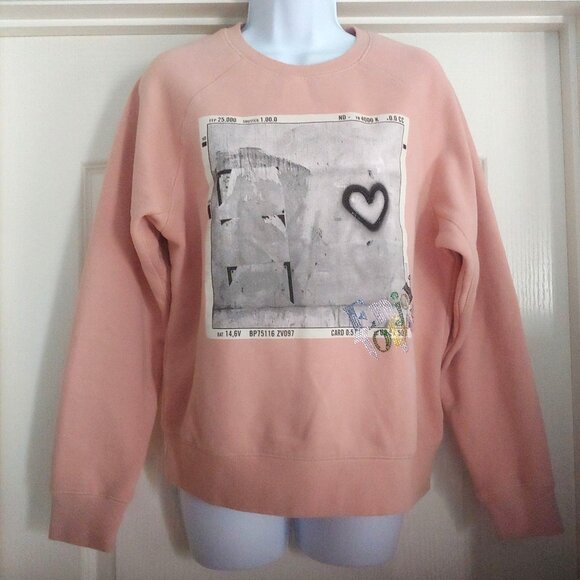 Zadig & Voltaire Photoprint Heart Enjoy Today Dusty Pink Soft Sweatshirt - Picture 1 of 12